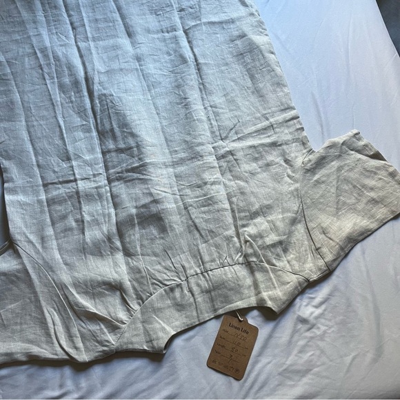 NWT LINEN LIFE Ivory linen v neck short sleeve tunic top - Picture 4 of 8